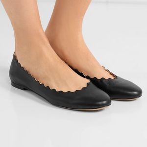Chloe Lauren Scalloped Leather Ballet Flats 36.5